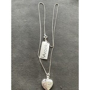 LA Rocks Sterling Silver Necklace Love You To The Moon And Back Heart Pendant